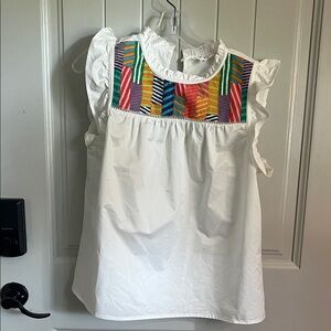 THML White Blouse with Colorful Embroidery
